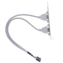 1X 2 Port USB2.0 Rear Panel Expansion Bracket to Motherboard USB Header Adapter&