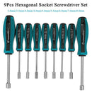 1X(Penggong 9Pc Metal Socket Wrench Wrench Screwdriver Hex Nut Key Screwdri