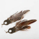 Exaggerated hook earrings Round ring bohemian feather pendant for women D6X1