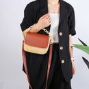 Woven Straw Shoulder Bag Women PU Splicing Beach Travel Small Money Pouch