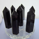 Black Quartz Crystal Stone 100% Natural Obsidian Point Healing Hexagonal Wand