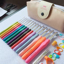 14pcs Aluminum Crochet Set Soft Handles Knitting Needles Kit Weaving Tools