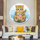 Cat Mural Pink Tassels DIY Diamond Painting Special Shape Drill Home Decor