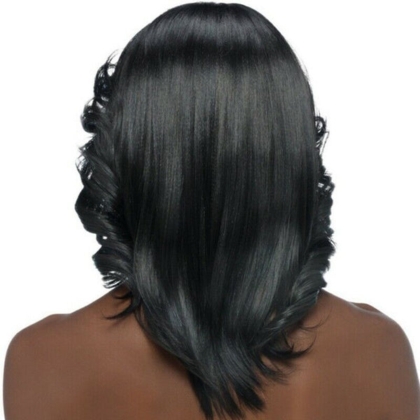 Short Hair Curly Black Wig With Ladies Synthetic Hair Wig Girl Natural Heat Y9X2