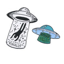 2Pcs Enamel Pin Set Punk Cute Brooches for Party Alien UFO Lapel Pin Badge Set