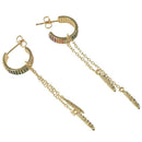 Rainbow CZ Chain Long Drop Earrings for Women Korean Colorful Zirconia Bar