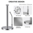 Paper Towel Holder Stainless Steel Standing Tissue Holder One-Handed Tear,