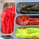 35pcs Soft Worm Fishing Baits Set Simulation Lures Kit+ 10 PCS Jig Head Hooks