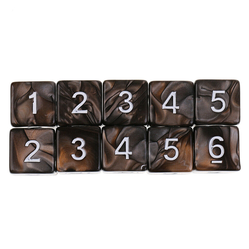 10pcs 6 Sided Dice D6 Polyhedral Dice for Dungeons and Dragons Table Games Gray