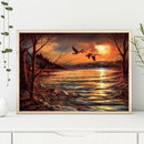 5D DIY Full Drill Diamond Painting Sunset Bird Lake Cross Stitch Embroidery
