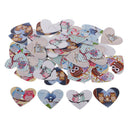 50Pcs Love Heart Shape Wood Button with Owl Pattern 2 Holes DIY Craft Sewing