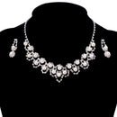 Wedding Bridal Party Prom Rhinestone Crystal Necklace Earring Plated Jewelry Set