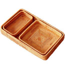 Set Of 3 Handmade Rattan Rectangle Serving Tray Wicker Serving Organizer Ta