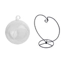 10cm Heart Iron Hanging Glass Tea Light Candle Holder Mini Flowerpot_ Black