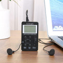 HRD-103 Mini AM FM Radio Display USB Interface w/Headphone Lanyard (Black)