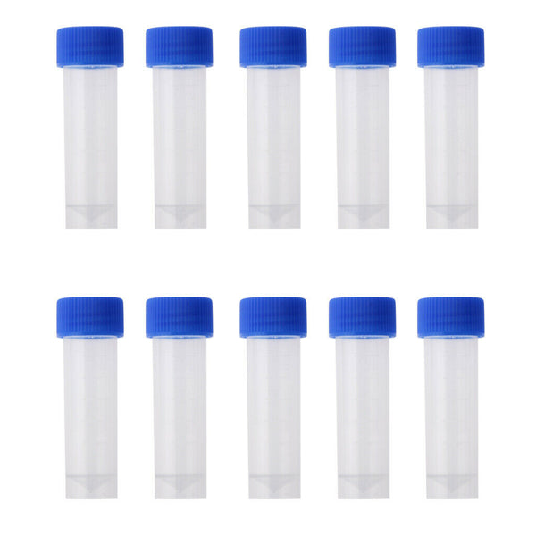 10pcs 5ml Graduated Cryovial Test Tube Sample Vial w/ Screw Cap