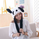 Plush Panda Hat Dancing Ear Flap Hat with Paw Cartoon Cute Animal Plush Toys