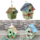 2 x Hand-painted Wooden Birdhouse with Jute Cord Home Outdoor Garden Decoration
