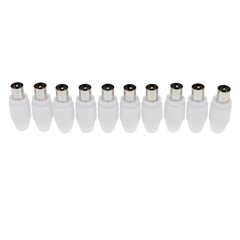 10pcs RF Male Connector Plug Adapter for Coaxial Coax Cable TV Aerial