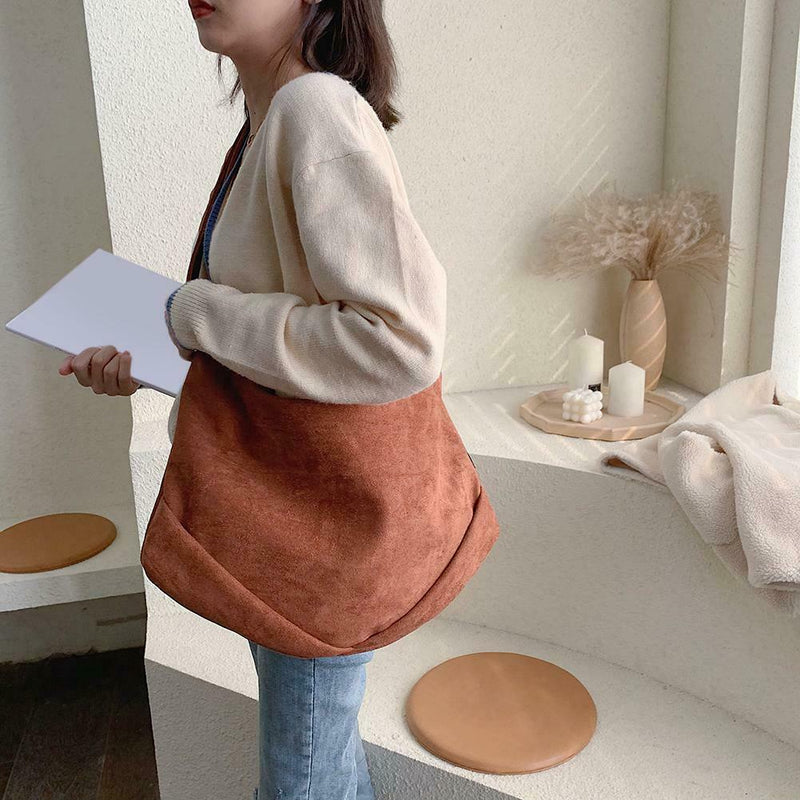 Solid Crossbody Handbag Women PU Leather Large Shoulder Bag (Light Brown)