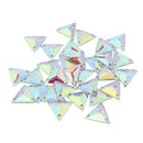30 Pieces White AB Triangle Crystal Rhinestones Sew-on 3 Holes Flatback Craft