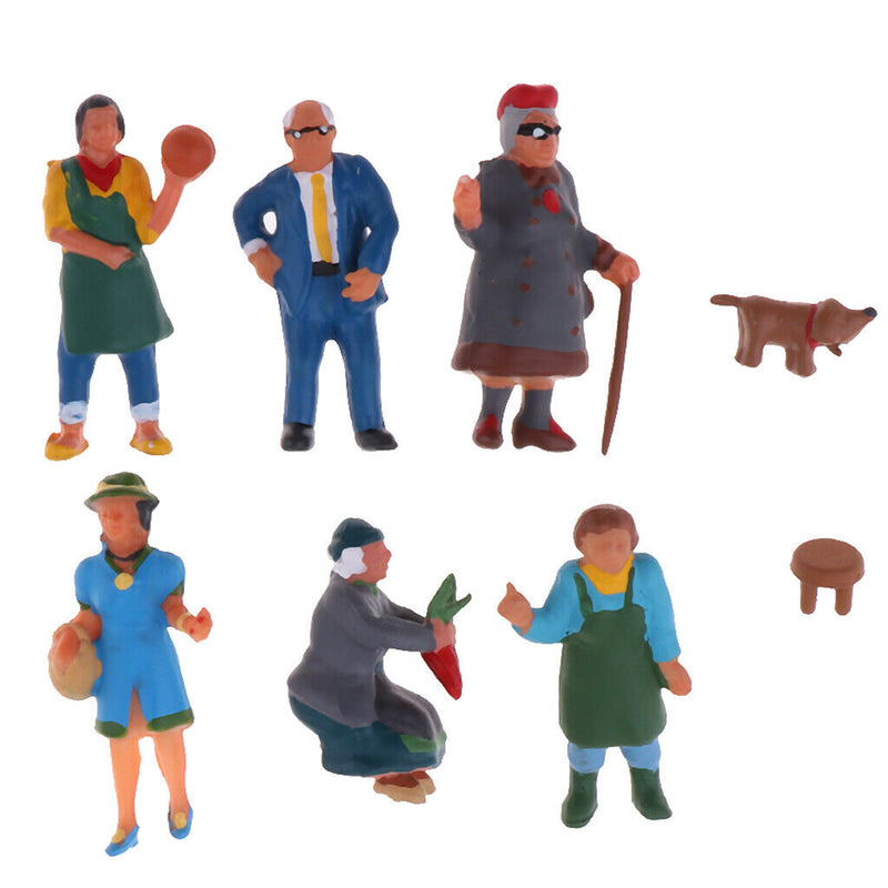 6pcs HO Scale People Miniatures for Sand Table Market Scenery Diorama Layout