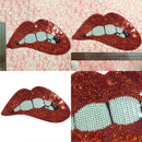 Embroidered iron on patches for clothing Red sequins Lips DIY Motif Applique  BX