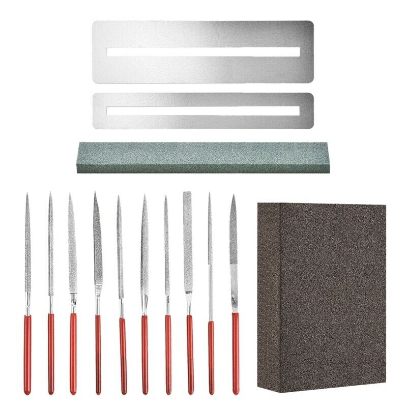 14Pcs Diamond Files Kit Guitar Nut Saddle Groove Polishing Tool Grinding St