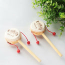 Old Chinese Wooden Double-sided Rattle Drum Music Toys Children Music Persents