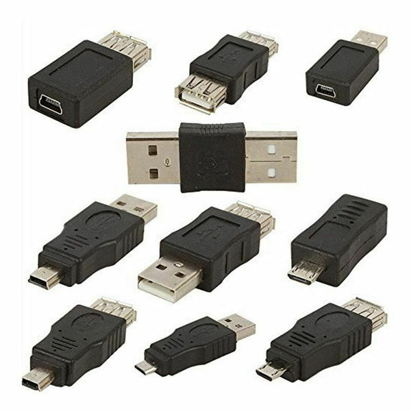 10PCS OTG 5 Pin F/M mini Changer Adapter Converter USB Male to Female Micro P6V8