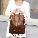 Women's Fashion Casual Party Personality Shoulder Leather Backpack Brown