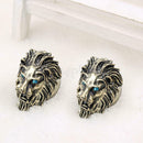 2x Men's Rhinestone Eyes Stainless Steel Lion King Head Shape Ring Party Jewelry