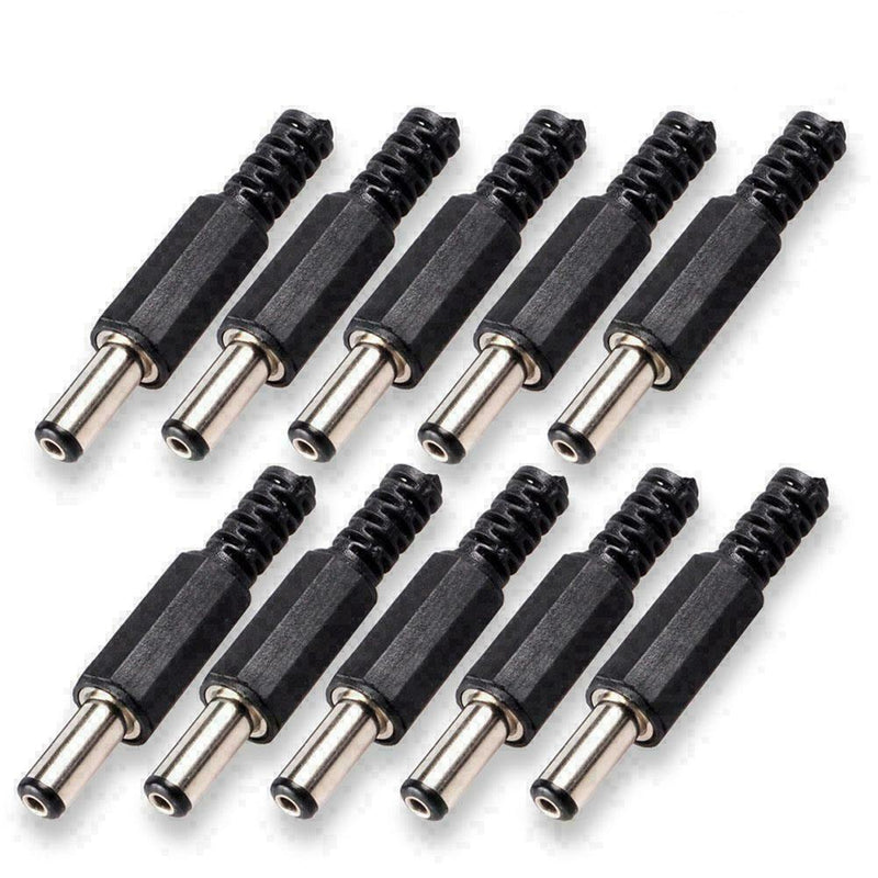 10Pcs 55 x 21mm Male Solder DC Barrel Tip Plug Jack ConnectorsA Straight F9 L4Q1