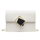 Solid Color Chain Shoulder Handbags Women PU Leather Crossbody Bags (White)