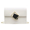 Solid Color Chain Shoulder Handbags Women PU Leather Crossbody Bags (White)