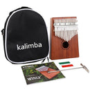 Kalimba Thumb Piano 17 Keys With Mahogany Wooden With Bag, Hammer And Music