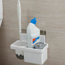 Wall Mounted Toilet Brush Holder Set Bathroom Cleaning Kit w/ Storage Rack new