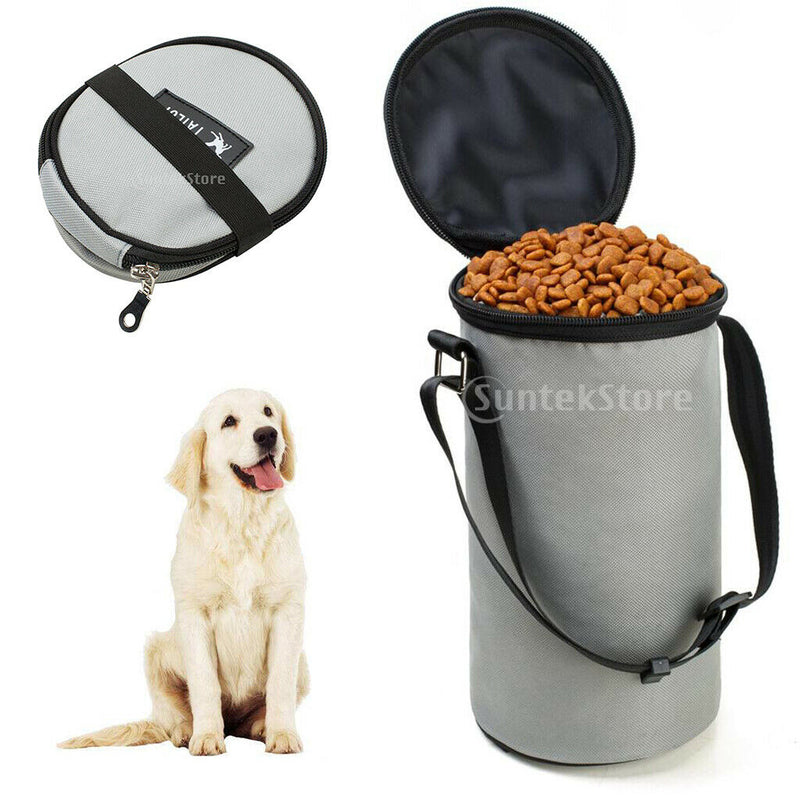 2x Portable Cat Dog Food Storage Bag Bowl Container For