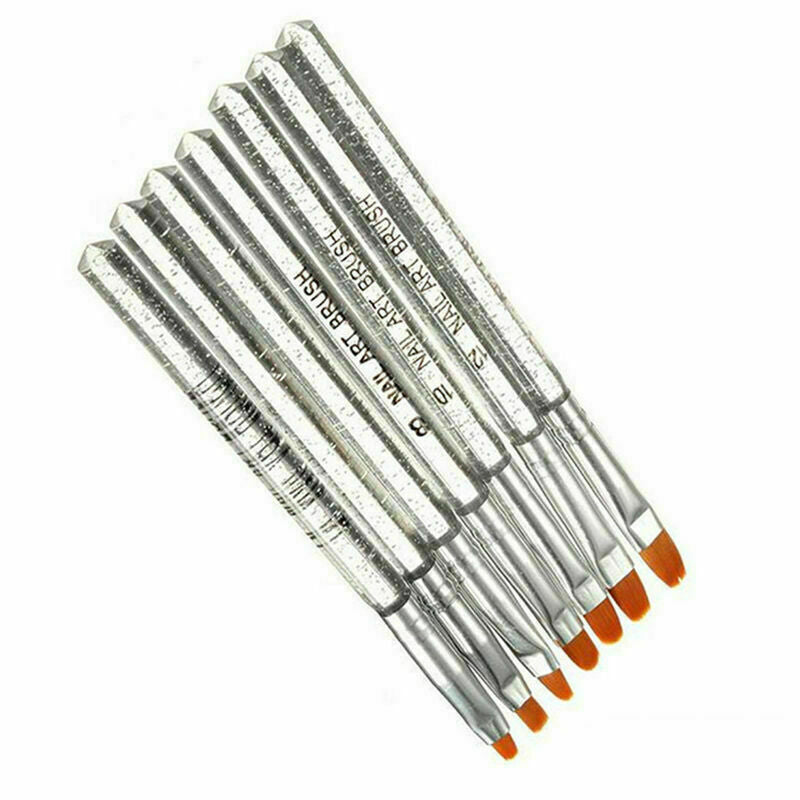 7Pcs UV Gel Acrylic Nail Art Builder Brush Tool Nail Painting Pro. Ar T2A2 N0C8