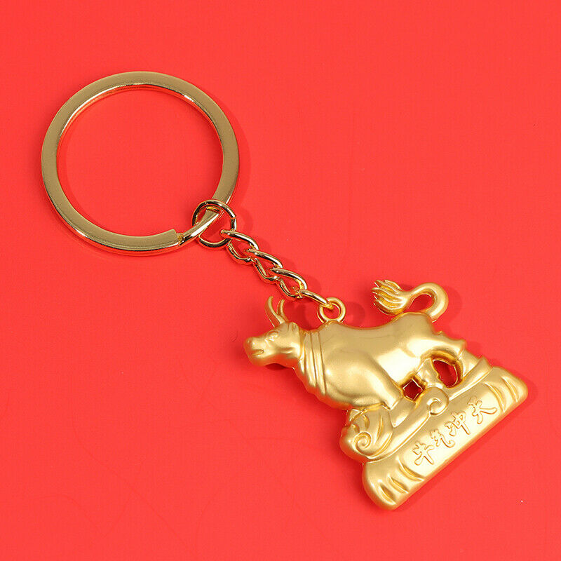 2021 Chinese Ox Year Lucky Pendant Creative Fortune Keychain Propitious Gift_kz