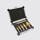 5PCS Titanium Spiral Grooved Step Drill Bit Set with Automatic Center Punch