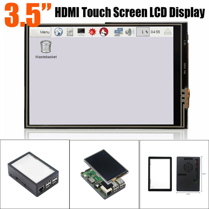 3.5" HDMI Touch Screen LCD Display Monitor + ABS Case for Raspberry Pi 3B+/3B/2B