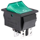 Green Light 4 Pin DPST ON/OFF Snap in Rocker Switch 15A 20A 250V AC 28X21Mm