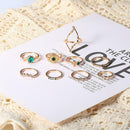 9pcs/Set Fashion Turquoise Ring Retro Rhinestone Knuckle Rings Jewelry Gift