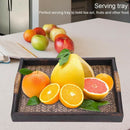 Multi-Functional Wooden Serving Trays With Handle Rectangle Handmade Rattan N7T1