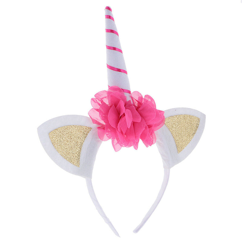 Unicorn Horn Headband Fancy Dress Adults Girls Party Flower Hairband Red