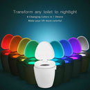 4Pcs LED Toilet Bowl Night Light Motion Sensor 8 Colors Bathroom Potty Seat Lamp