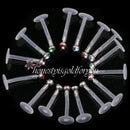 16 Pcs  Crystal Labret Monroe Lip Ring Stud BIOFLEX Bar Body Piercing  UZH