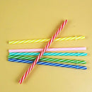 10X Colorful Reusable Hard Plastic Stripe Drinking Straw Clean Wedding Party
