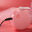 Pig Beauty Portable Led Mirror Pocket Fan Usb Charging Mini Handheld Fan Wi